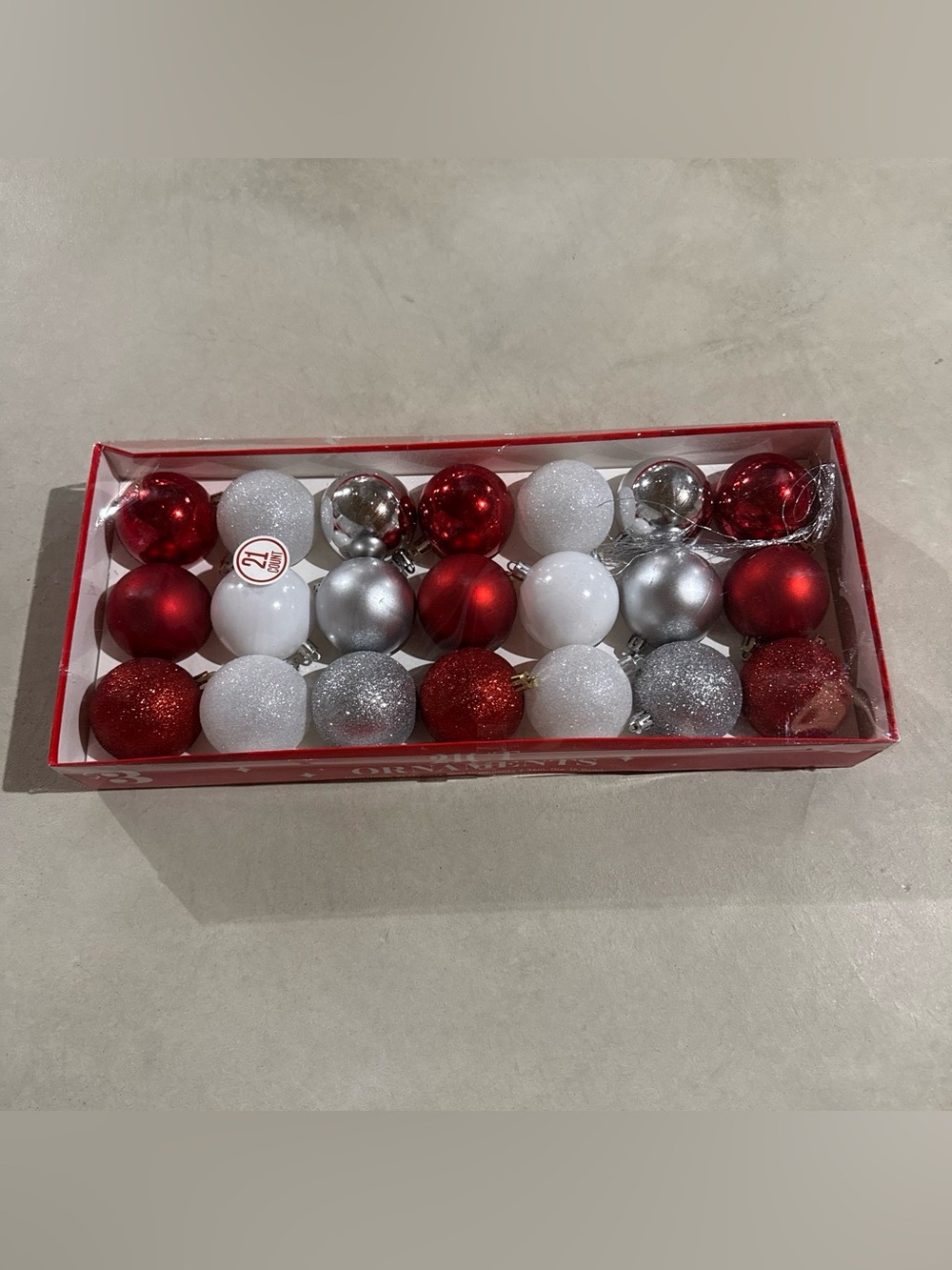 Holiday Ornament Set - Red, White & Silver Decorative Balls